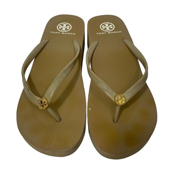 Tory Burch Gold Platform Thong Sandals - Picture 1 of 5